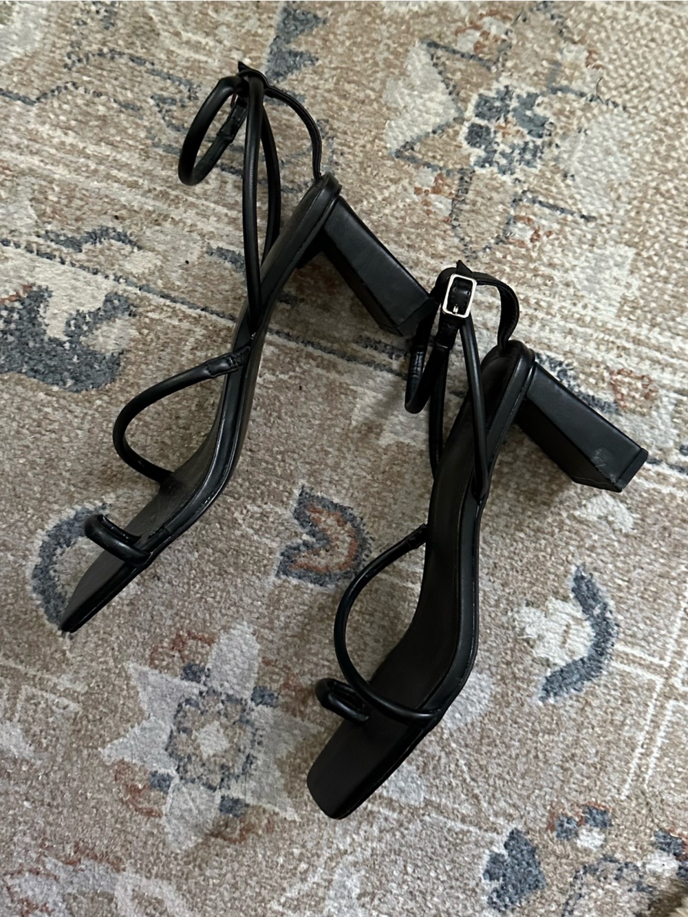 Guess Black Strappy Block Heel Sandals